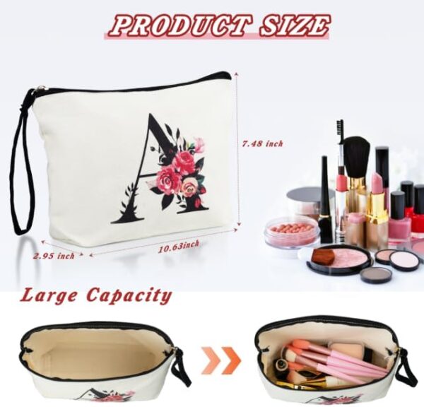 TOPEAST Initial Makeup Bag for Women, White, L - Image 4